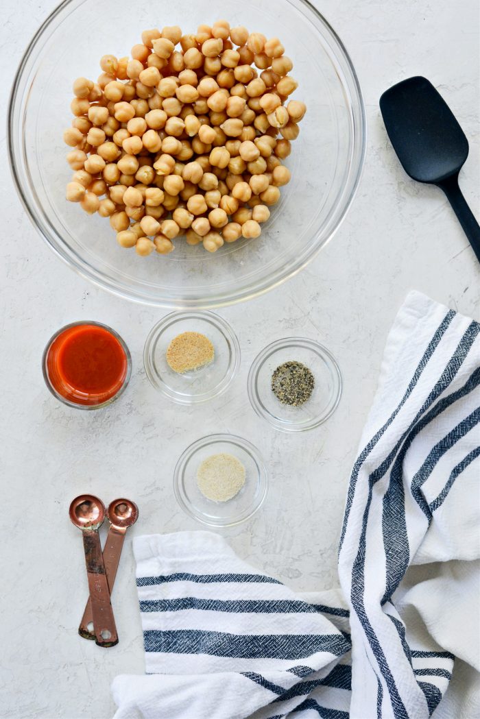ingredients for Crispy Air Fryer Buffalo Chickpeas
