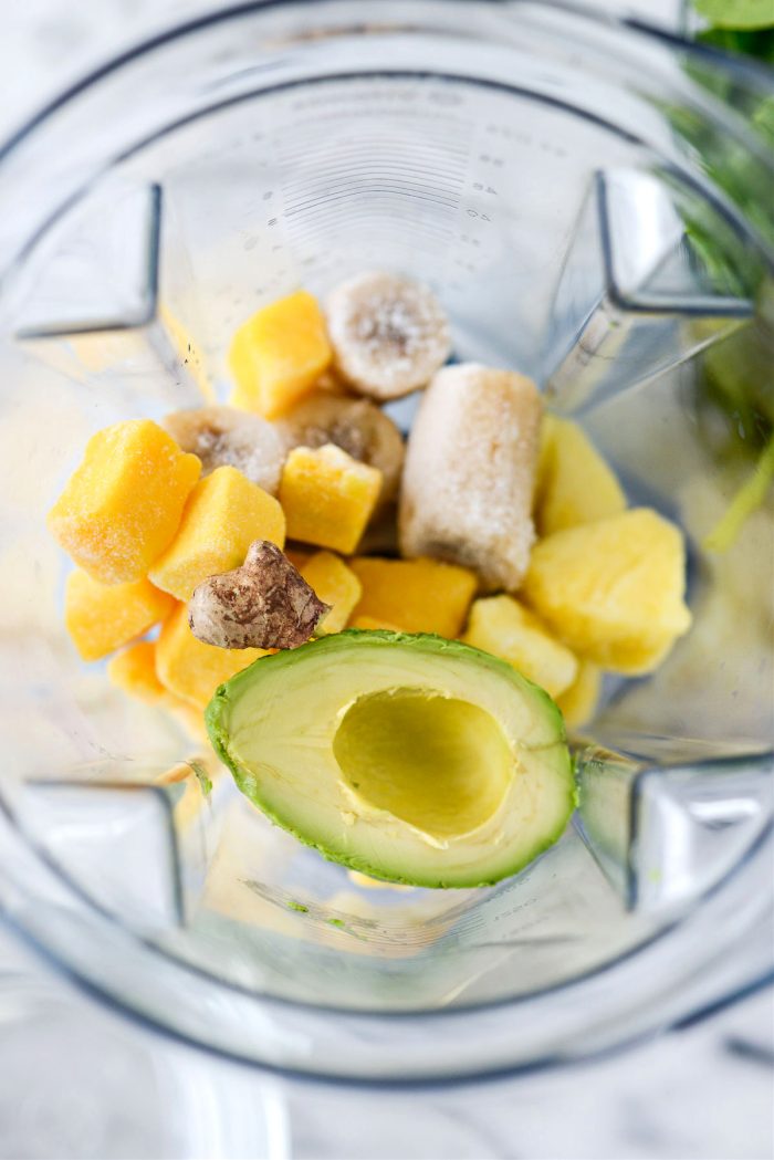 ginger and avocado to blender