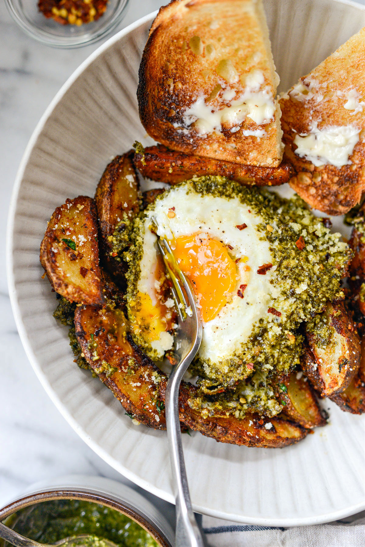 Pesto Fried Eggs Simply Scratch