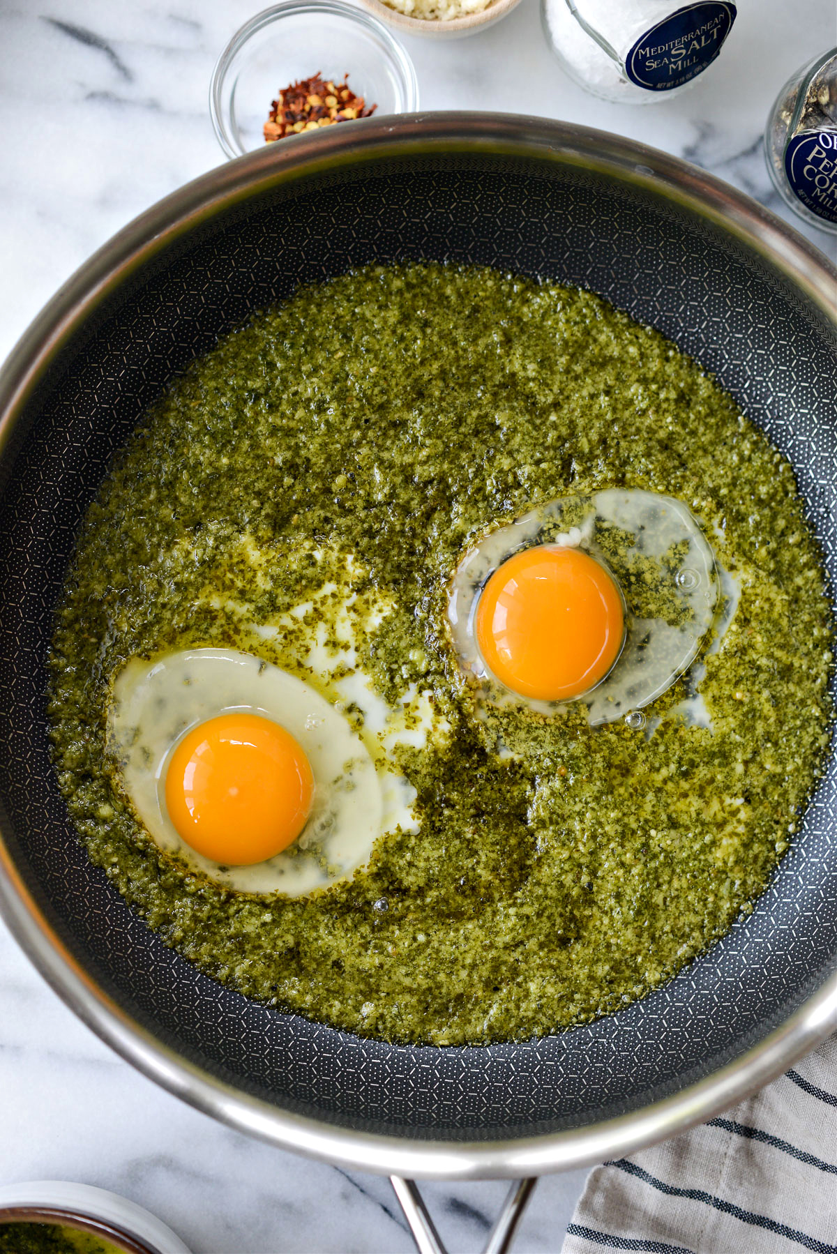 Pesto Fried Eggs Simply Scratch