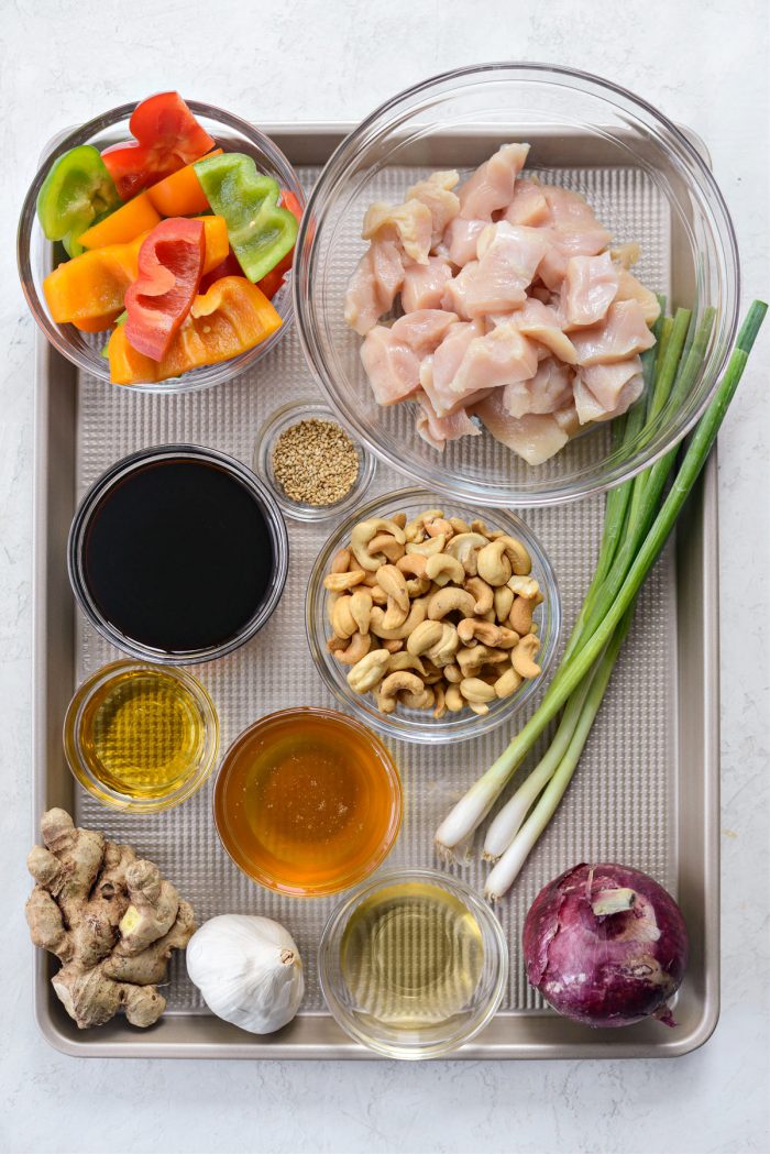 ingredients for Sheet Pan Cashew Chicken