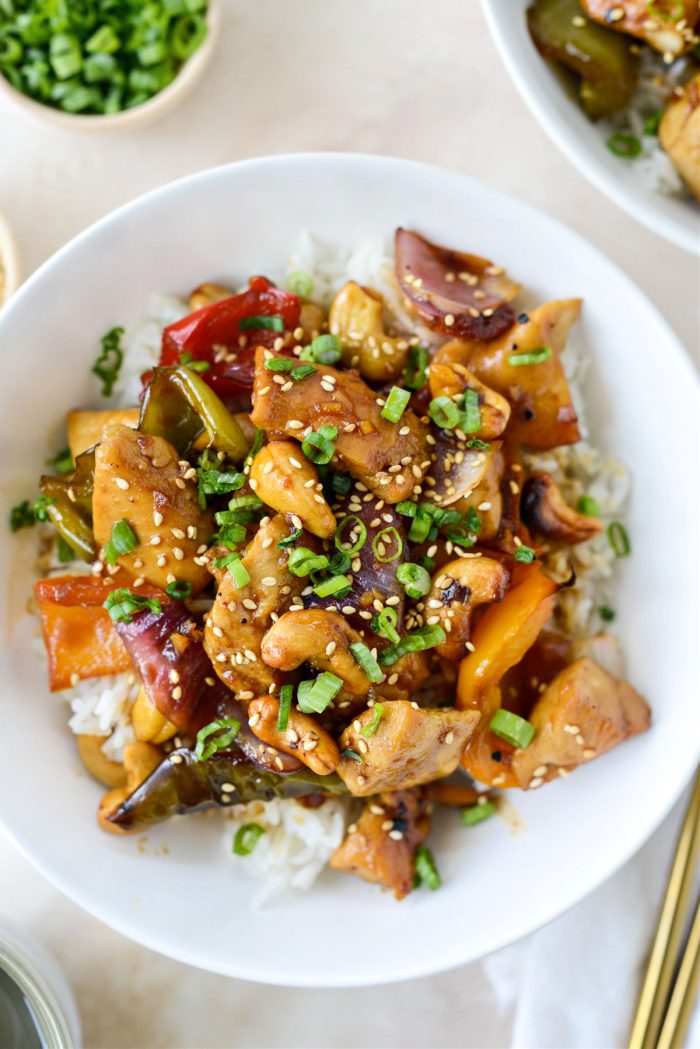 garnish with toasted sesame seeds and green onions