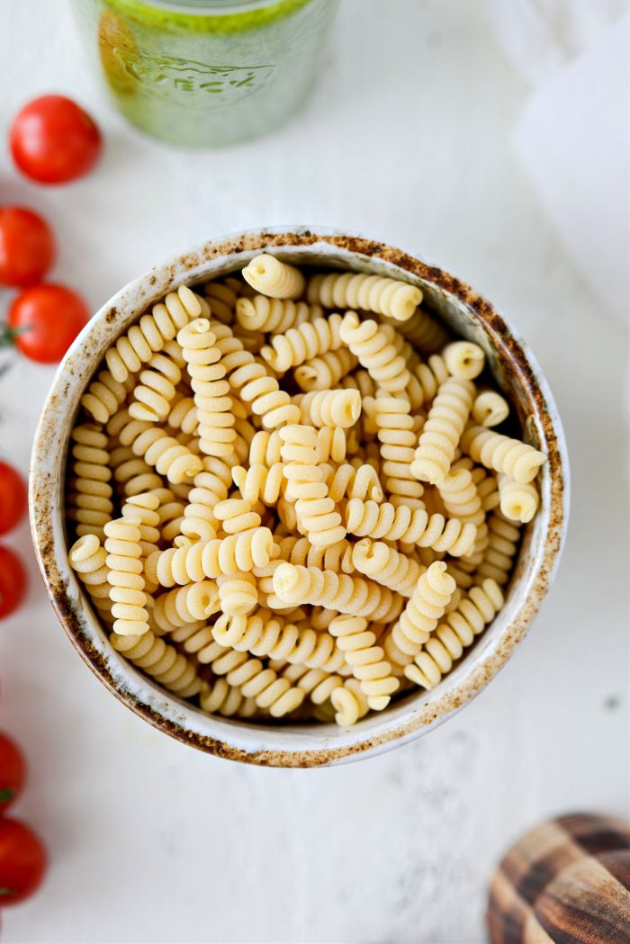 dried pasta in bowl