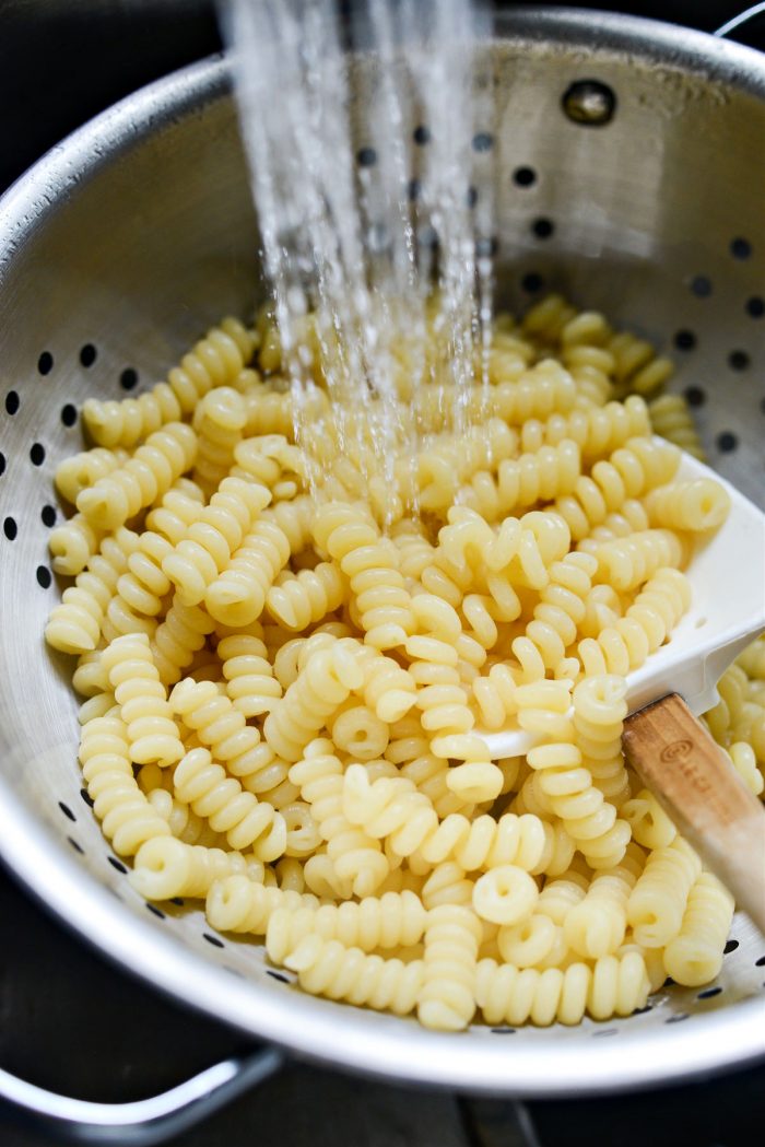 cooked pasta rinsed with cold water