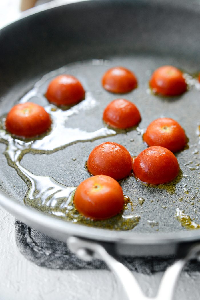 sear tomatoes in skillet