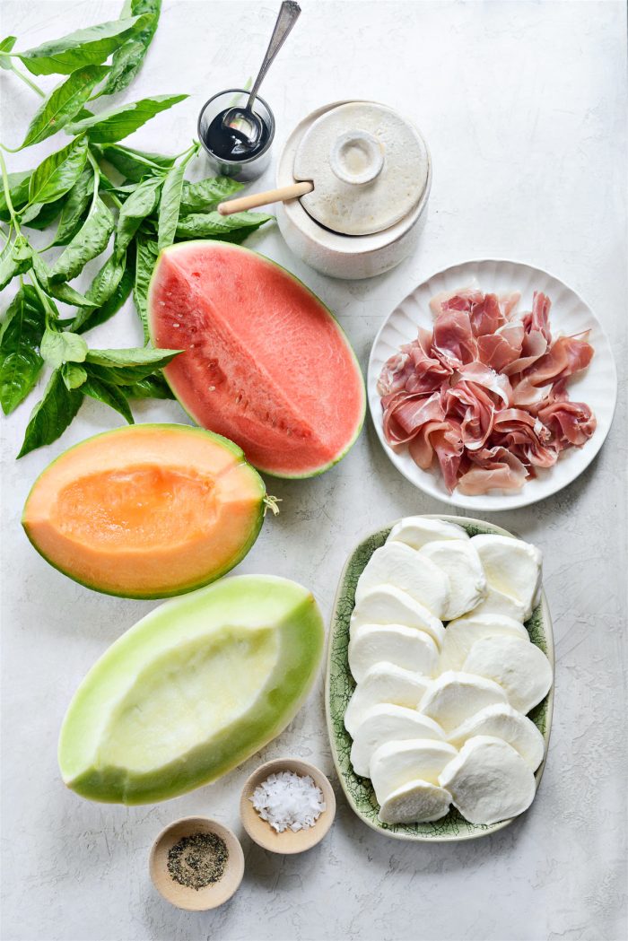 Ingredients for Melon Caprese Platter