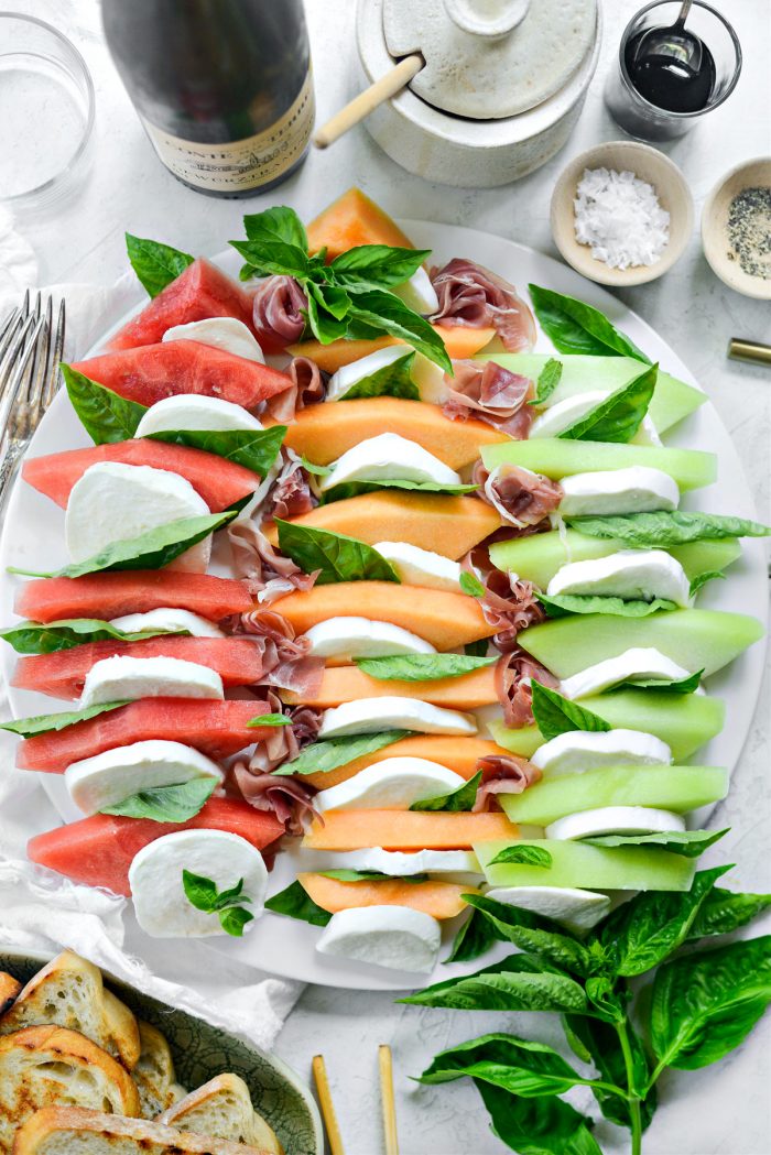 arrange with fresh mozzarella and basil