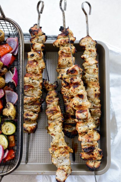 Chicken Souvlaki with Grilled Vegetables - Simply Scratch