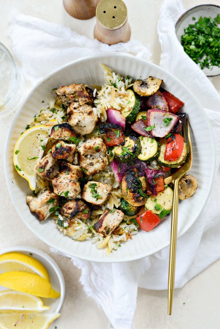 Chicken Souvlaki with Grilled Vegetables 