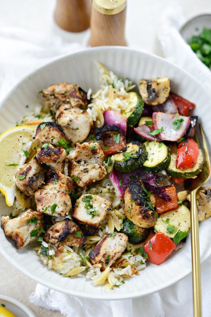 Chicken Souvlaki with Grilled Vegetables 