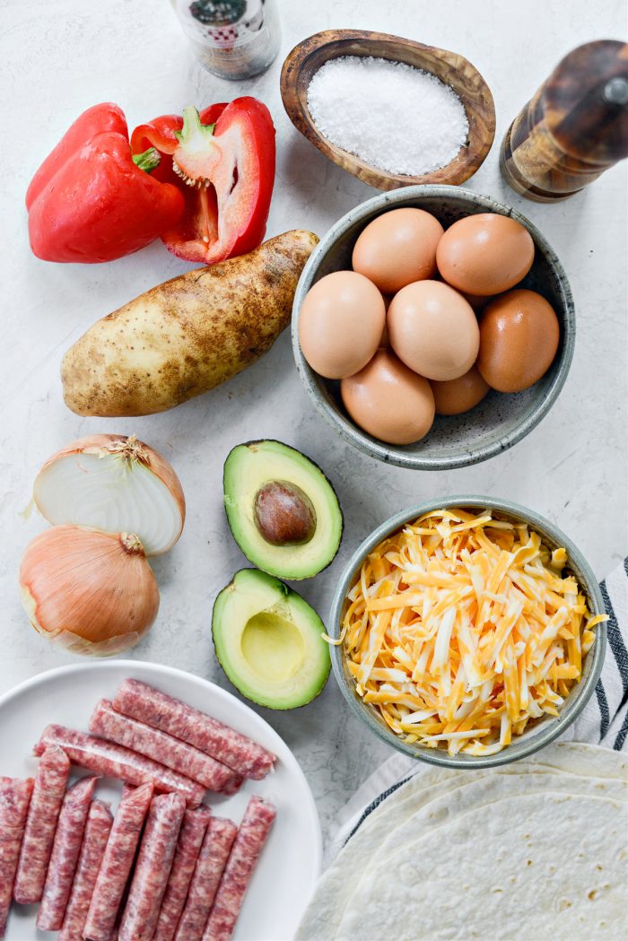 ingredients for Grilled Breakfast Burritos