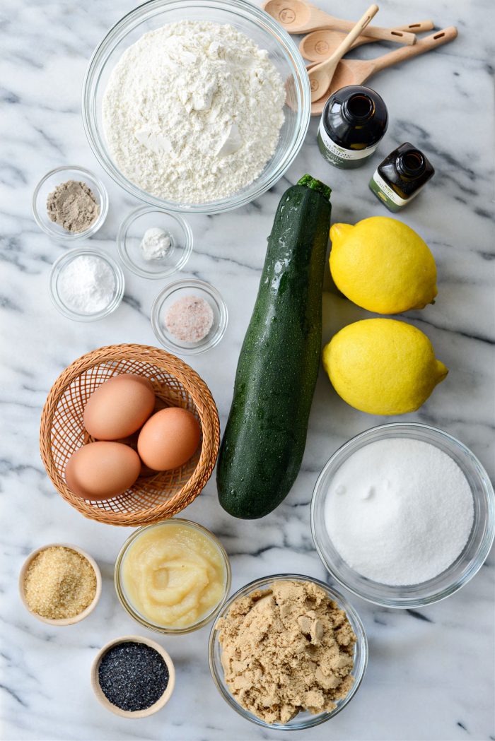 ingredients for Lemon Poppy Seed Zucchini Bread