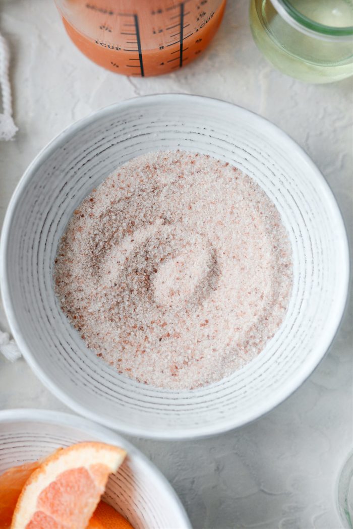 pink Himalayan salt in dish