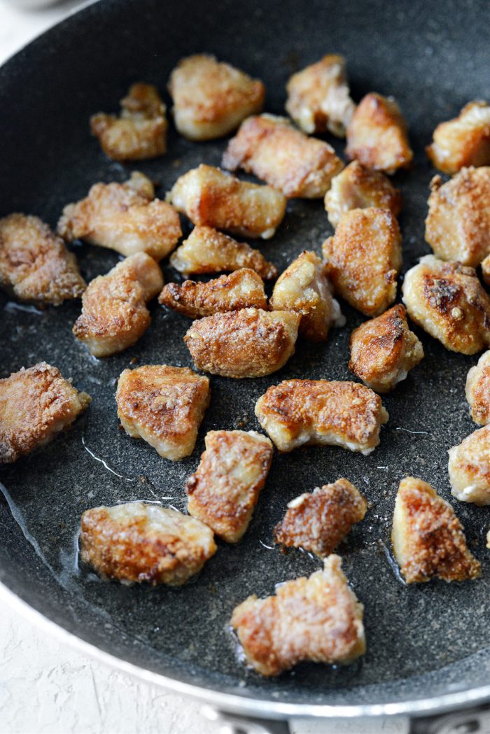 browned chicken in skillet