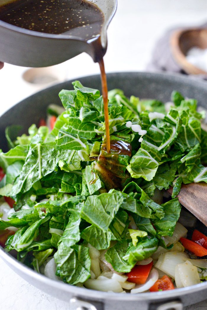 add bok choy leaves and sauce