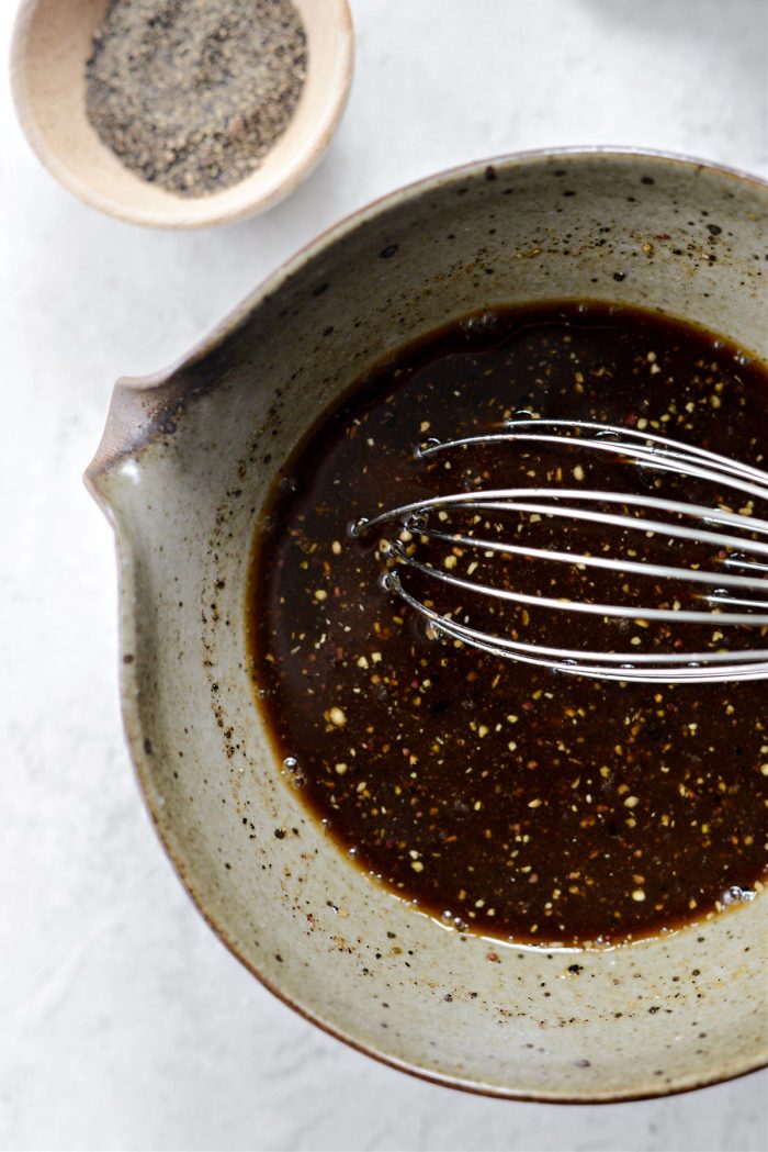 whisked sauce in bowl