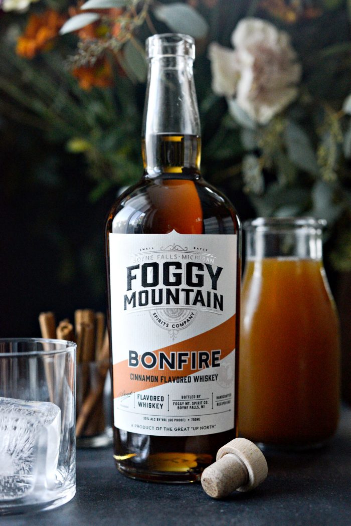 bottle of Foggy Mountain Bonfire Whiskey