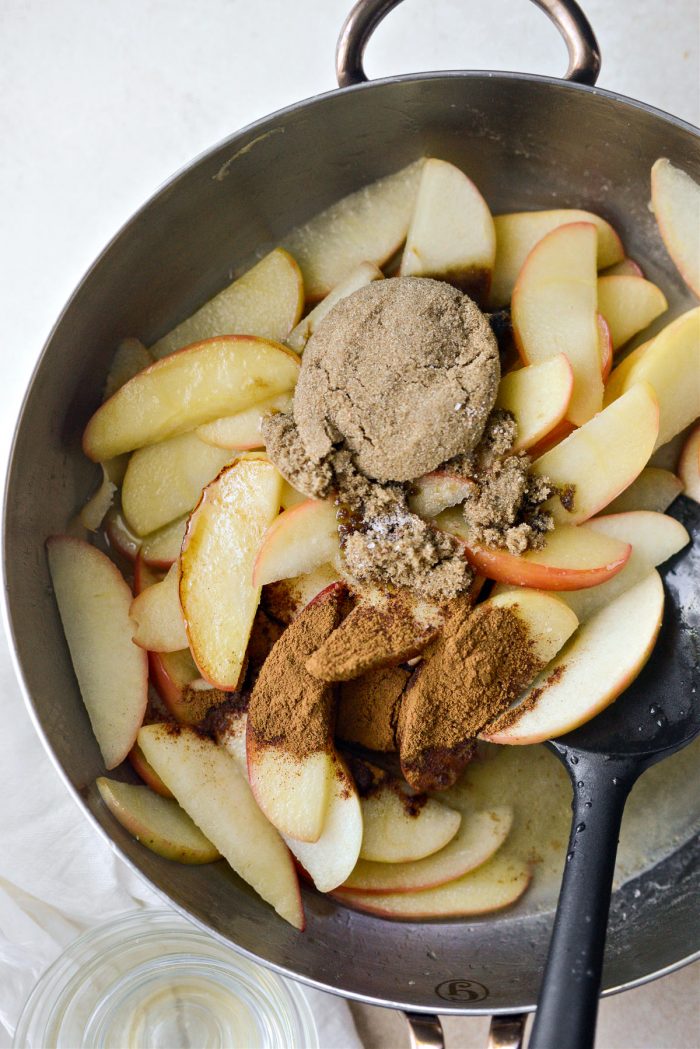 cook with brown sugar, cinnamon, maple syrup and water