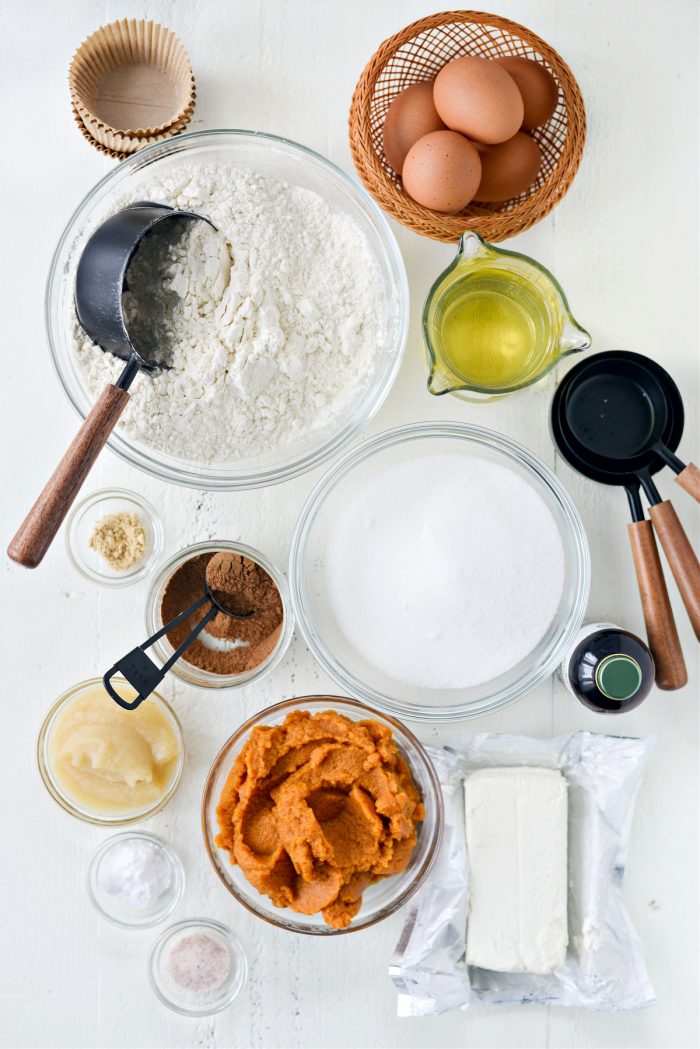 ingredients for Cheesecake Pumpkin Muffins