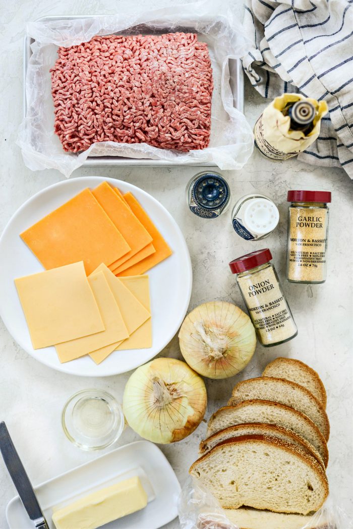 ingredients for Classic Beef Patty Melt