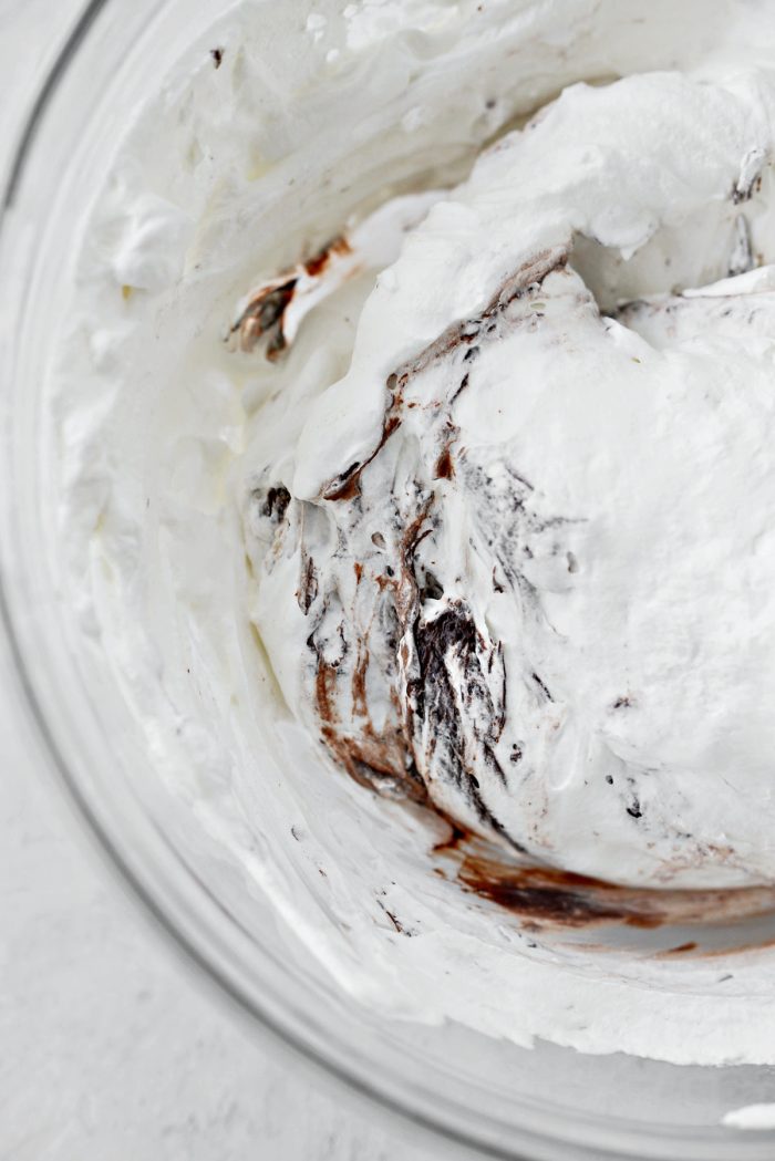 fold the chocolate and whipped cream together