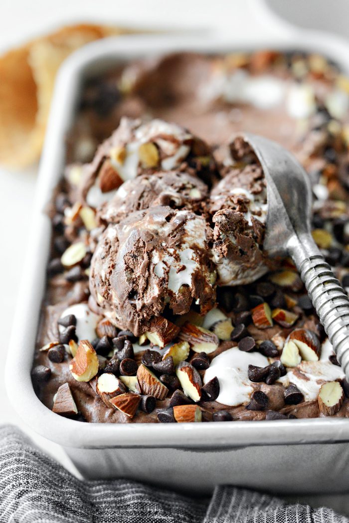 scoops of No-Churn Heavenly Hash Ice Cream