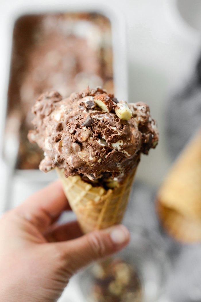 No-Churn Heavenly Hash Ice Cream cone