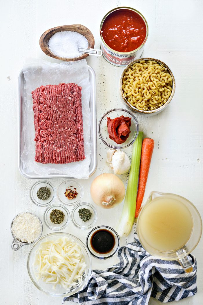 ingredients for Skillet Beefaroni