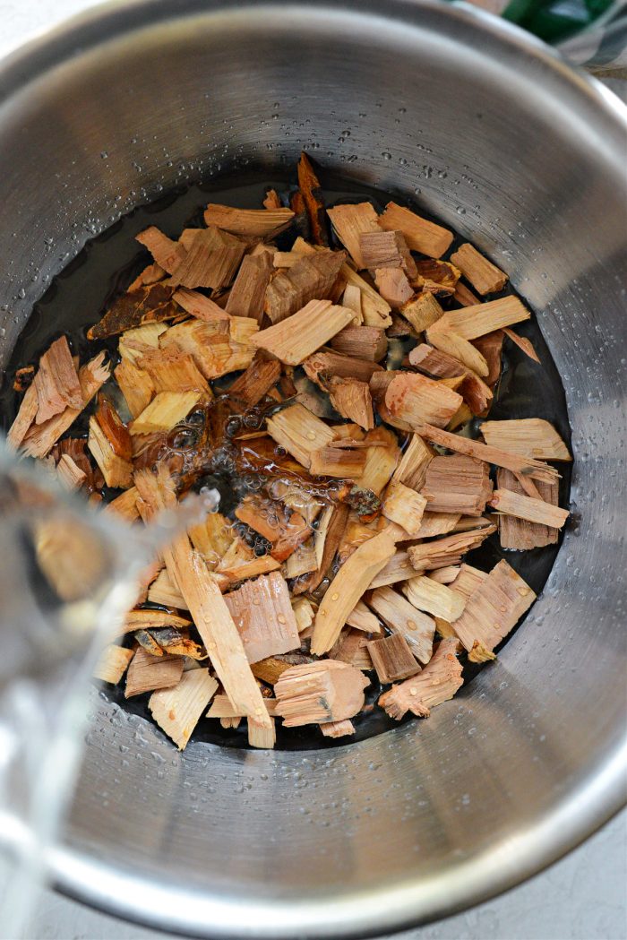 apple wood chips soaking in water