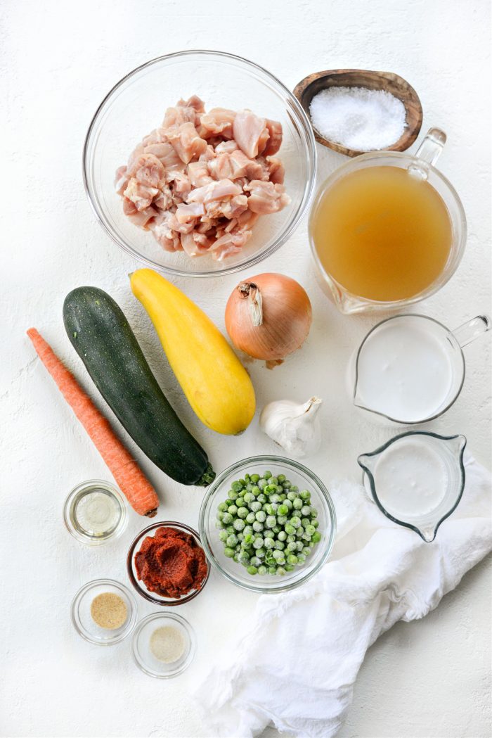 ingredients for Thai Coconut Curry Chicken Soup
