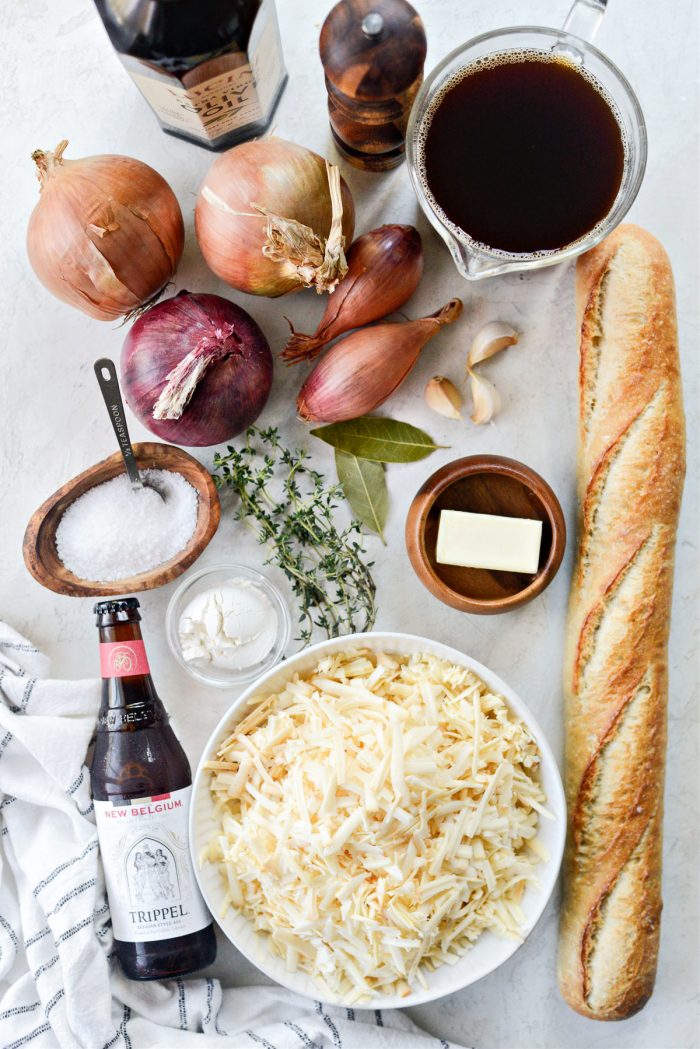 ingredients for Smoky Beer French Onion Soup