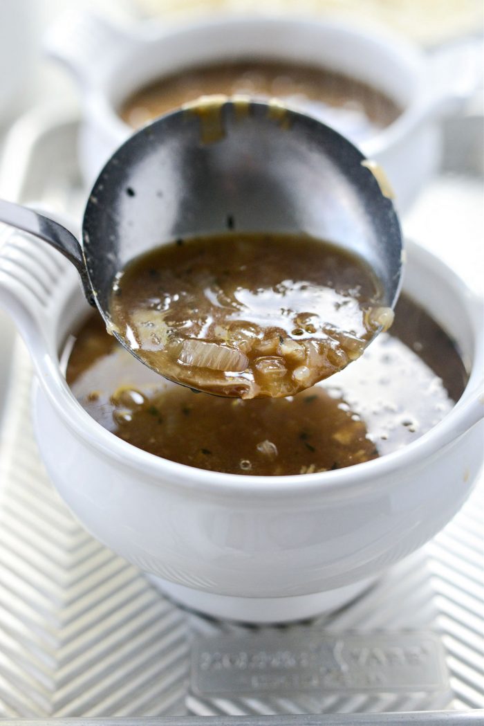 ladle soup into bowls