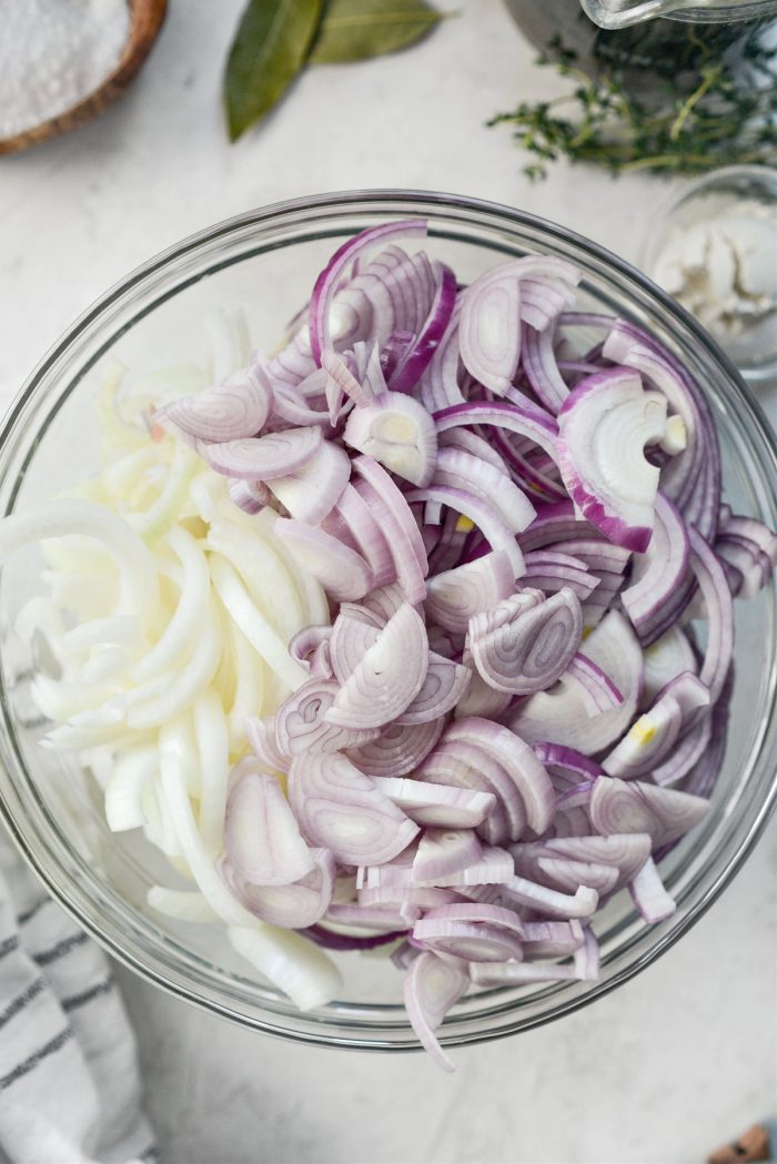 sliced onions in a bowl