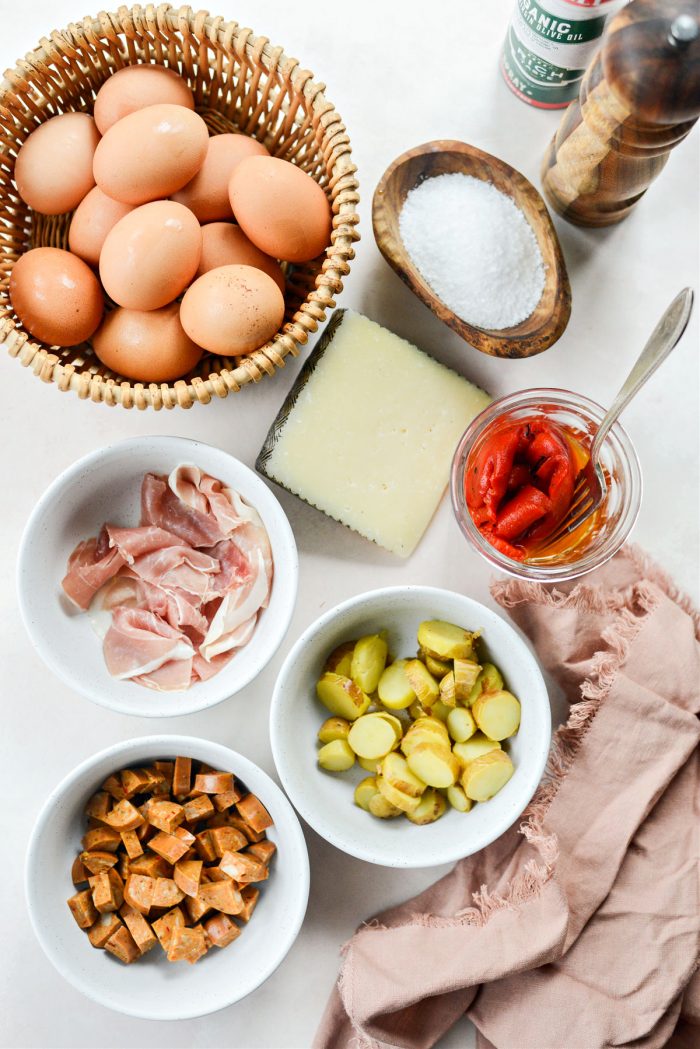 ingredients for Spanish-style Mini Frittatas