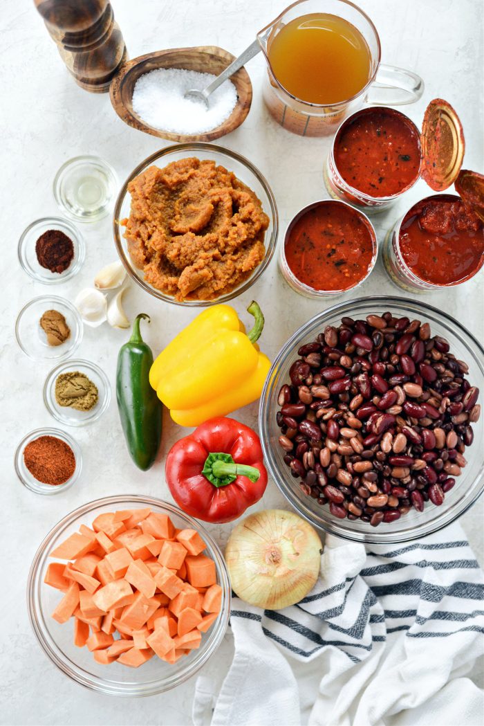 ingredients for Vegetarian Pumpkin Chili