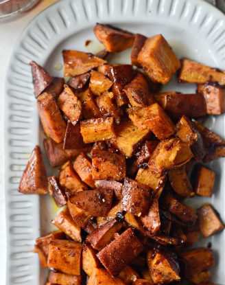 Cinnamon Roasted Hot Honey Sweet Potatoes