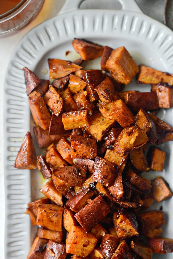 Cinnamon Roasted Hot Honey Sweet Potatoes