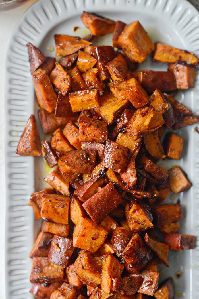 Roasted White Sweet Potatoes - with a honey cinnamon glaze!