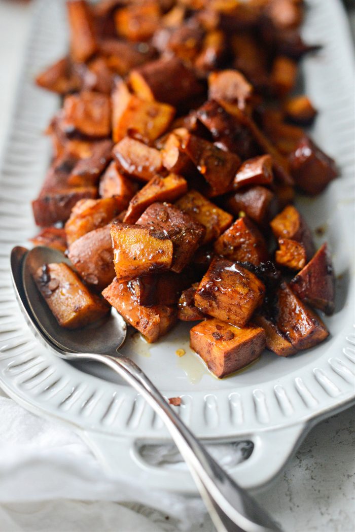 Cinnamon Roasted Hot Honey Sweet Potatoes
