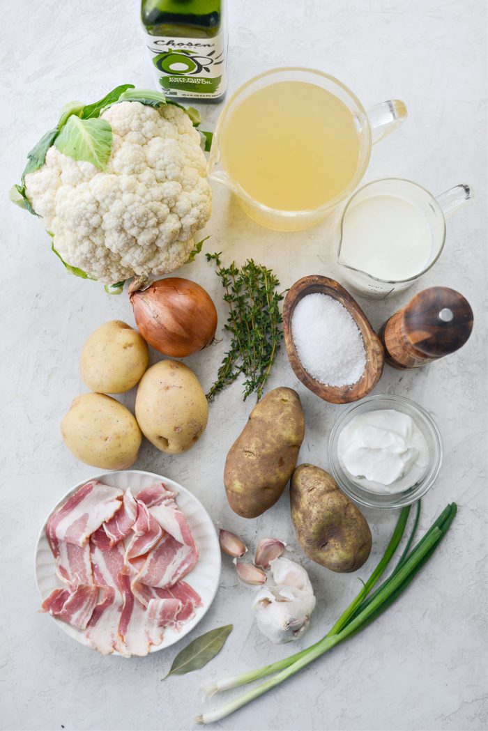 ingredients for Creamy Cauliflower Potato Soup