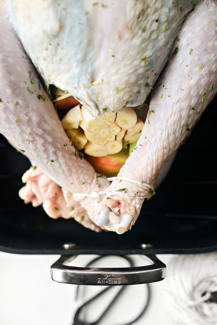 secure turkey legs with kitchen string