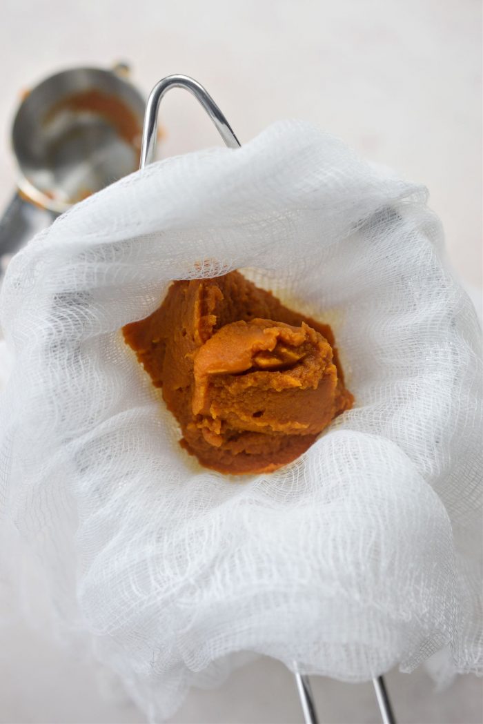 pumpkin in cheesecloth