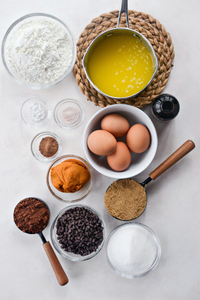 Ingredients for Pumpkin Pecan Pie Brownies 