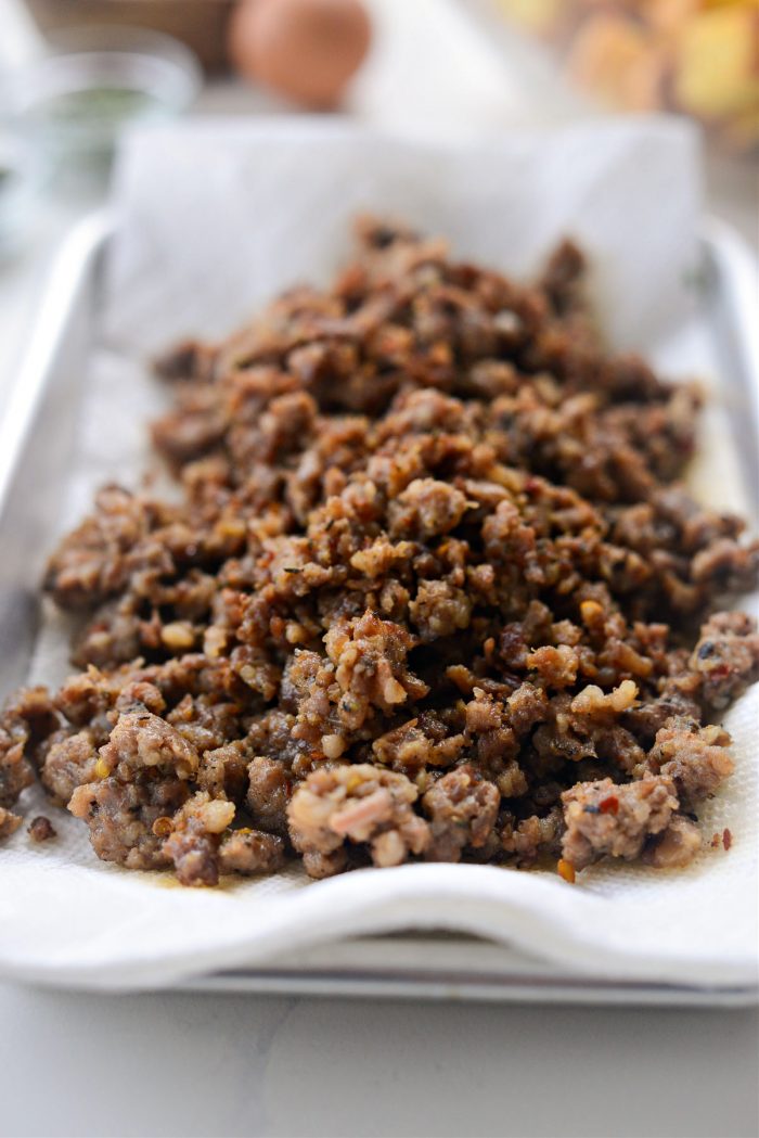 transfer browned sausage to paper towel lined dish to drain