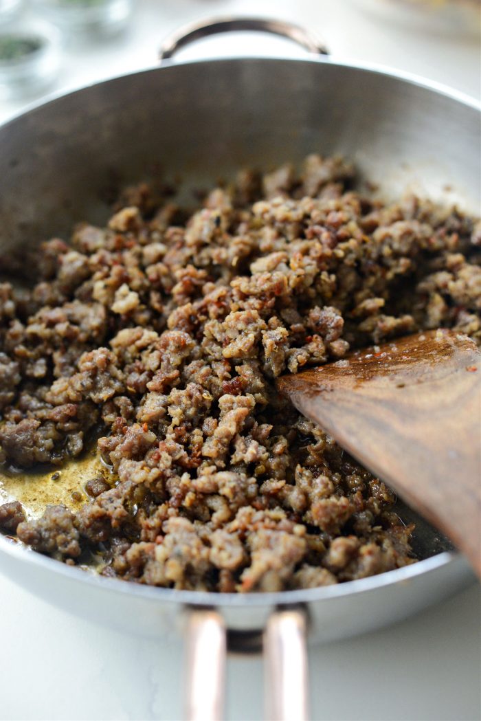 Brown sausage in skillet