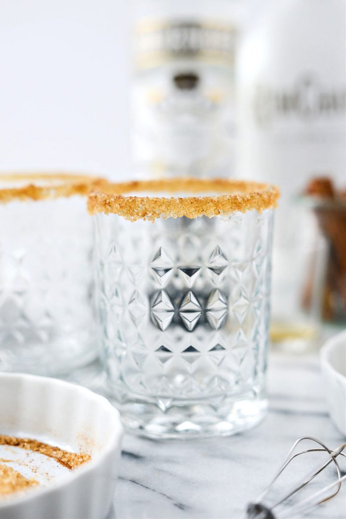 glass with cinnamon sugar rim