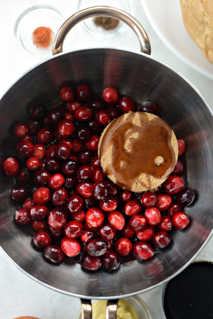 cranberries, brown sugar, maple syrup and orange juice