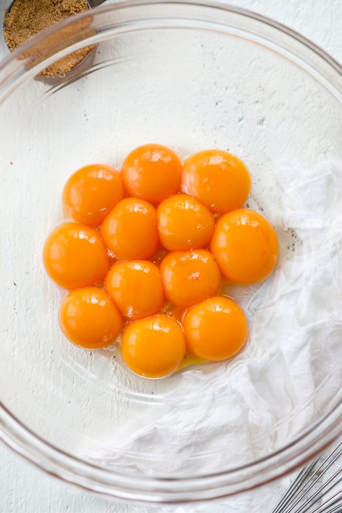egg yolks in a large mixing bowl
