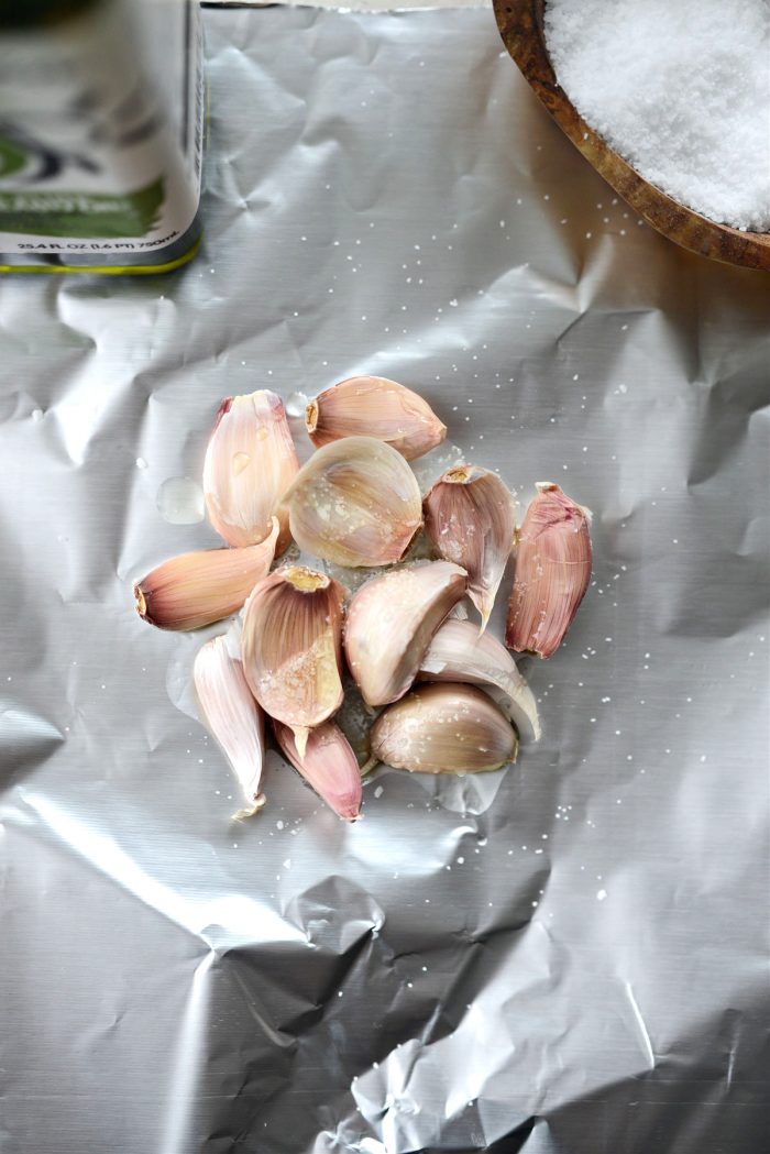 garlic salt and oil on foil