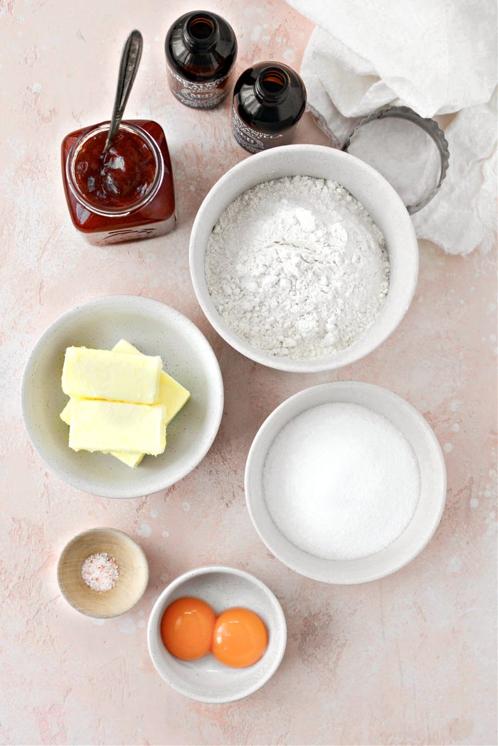 Ingredients for Jam Heart Butter Cookies